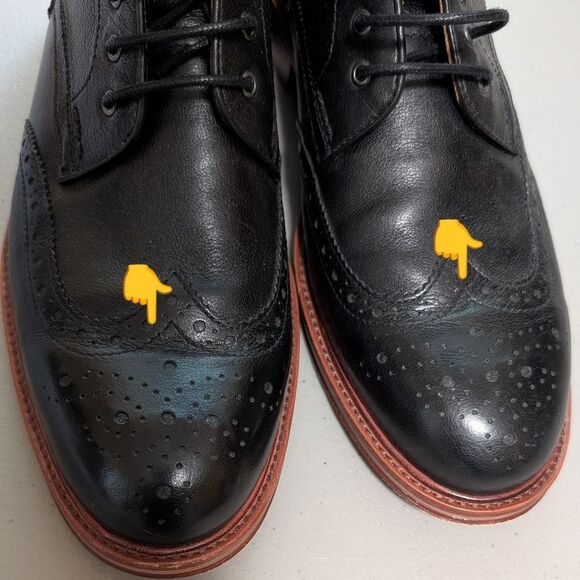 Gordon Rush black cow leather lace up wing tip ankle boot chelsea men's 9 - Picture 5 of 11